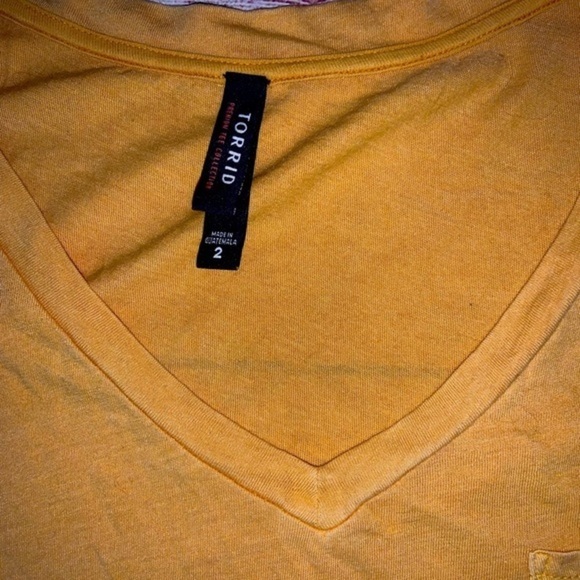Torrid Mustard Yellow V Neck Top Sz 2​ - Picture 3 of 3